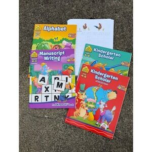 School Zone Kindergarten Workbook Bundle Alphabet Manuscript Writing 4 Book Lot